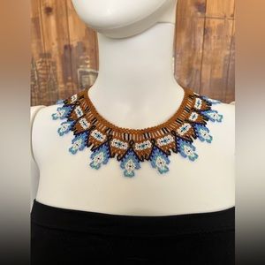 Brown Bohemian Statement Beaded Necklace - Trendy Cute Necklace